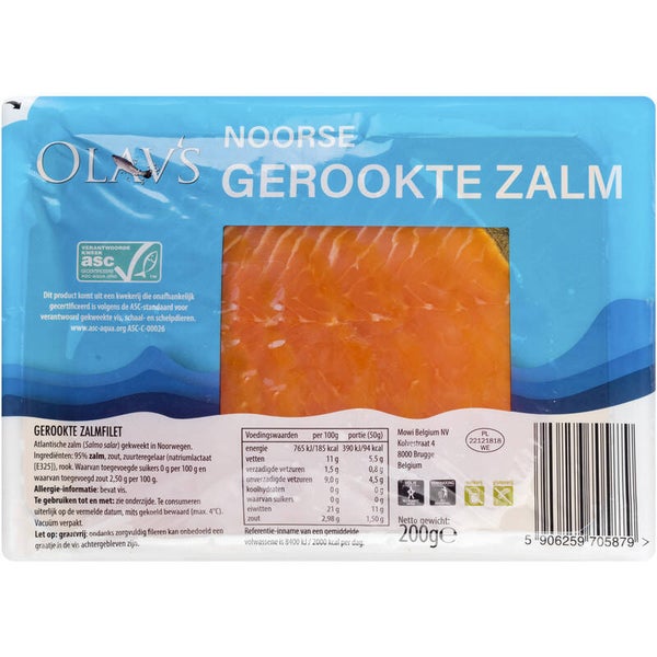 Olav's Gerookte zalmfilet 200g