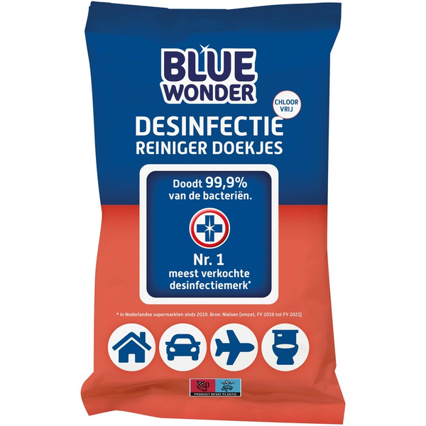 Blue Wonder Desinfectie reiniger WC doekjes