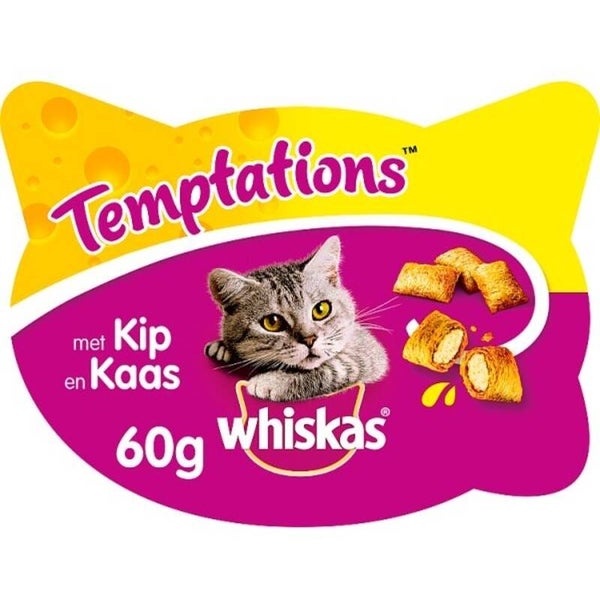 Whiskas Temptations kip & kaas kattensnacks