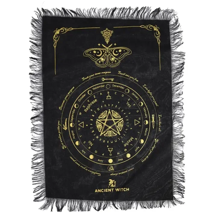 Tapis de divination pour pendule - Noir et doré