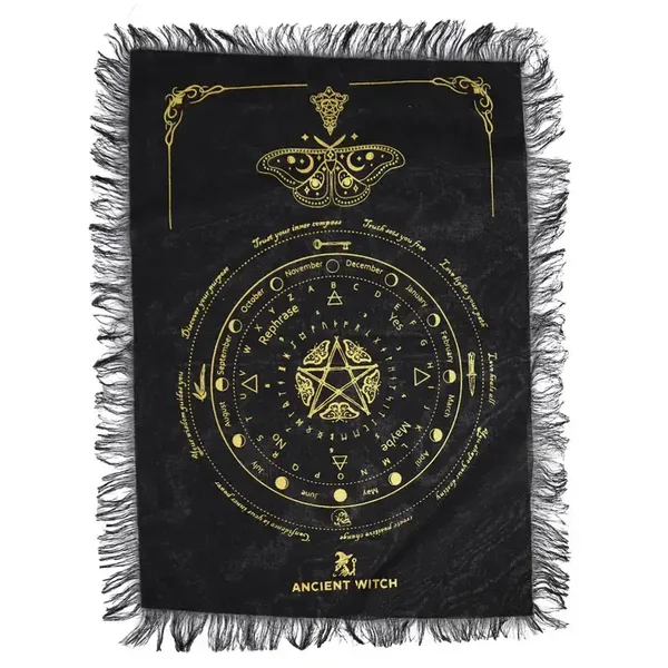 Tapis de divination pour pendule - Noir et doré