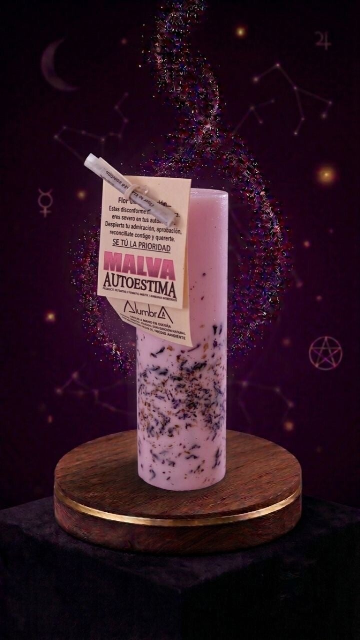 Bougie artisanale mauve - Estime de soi