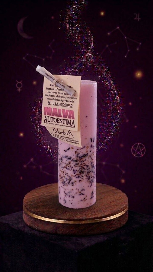 Bougie artisanale mauve - Estime de soi