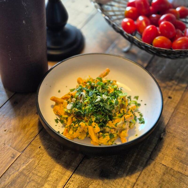 Receptblad på tre varianter av "vegansk pasta."