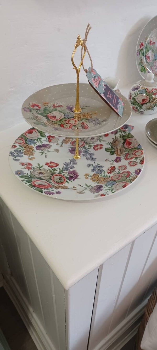 Katie Alice Floral 2 Tier Cake Stand