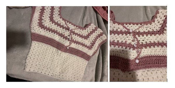 Chandail blanc & rose