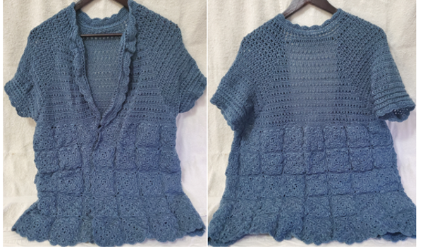 Cardigan - bleu à carreaux