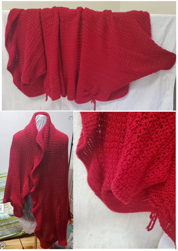 Châle, rectangulaire, rouge