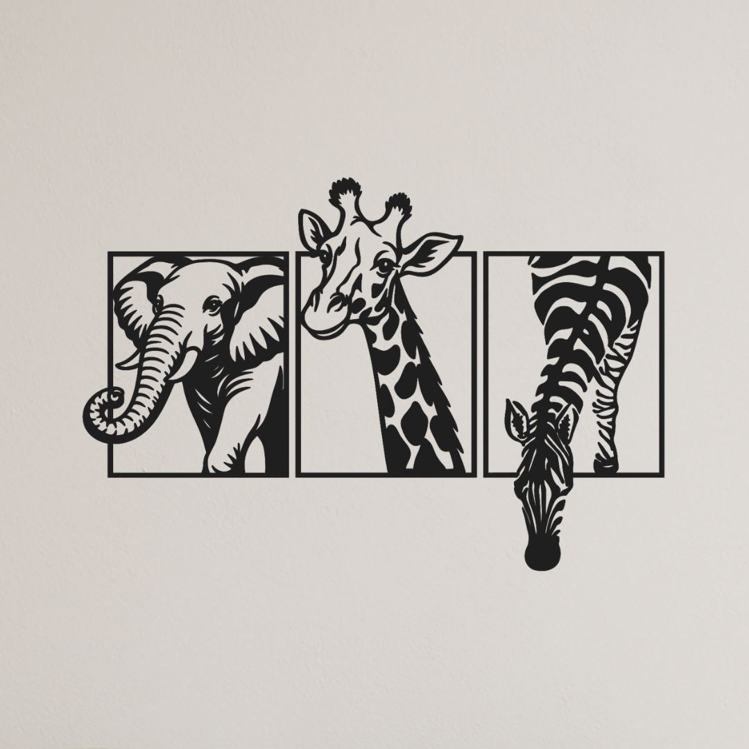 Houten dieren in frame Savi