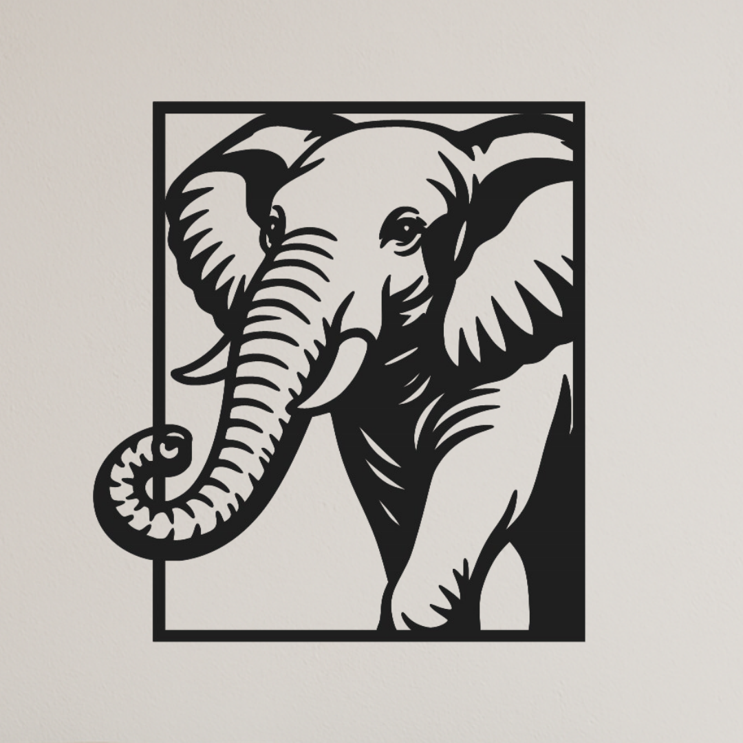 Houten olifant in frame Levi