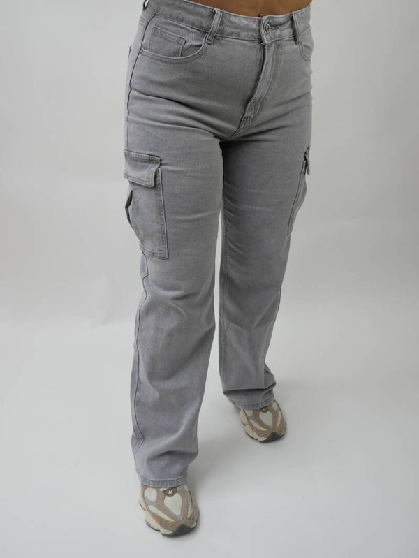Denim cargo jeans grijs