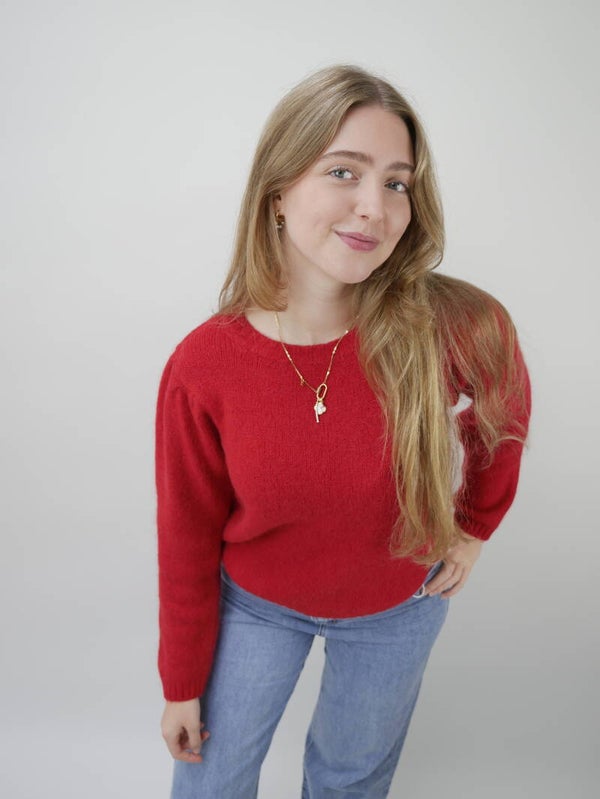 Sweater met pofmouw rood