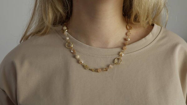 Vierkante goud kralen ketting
