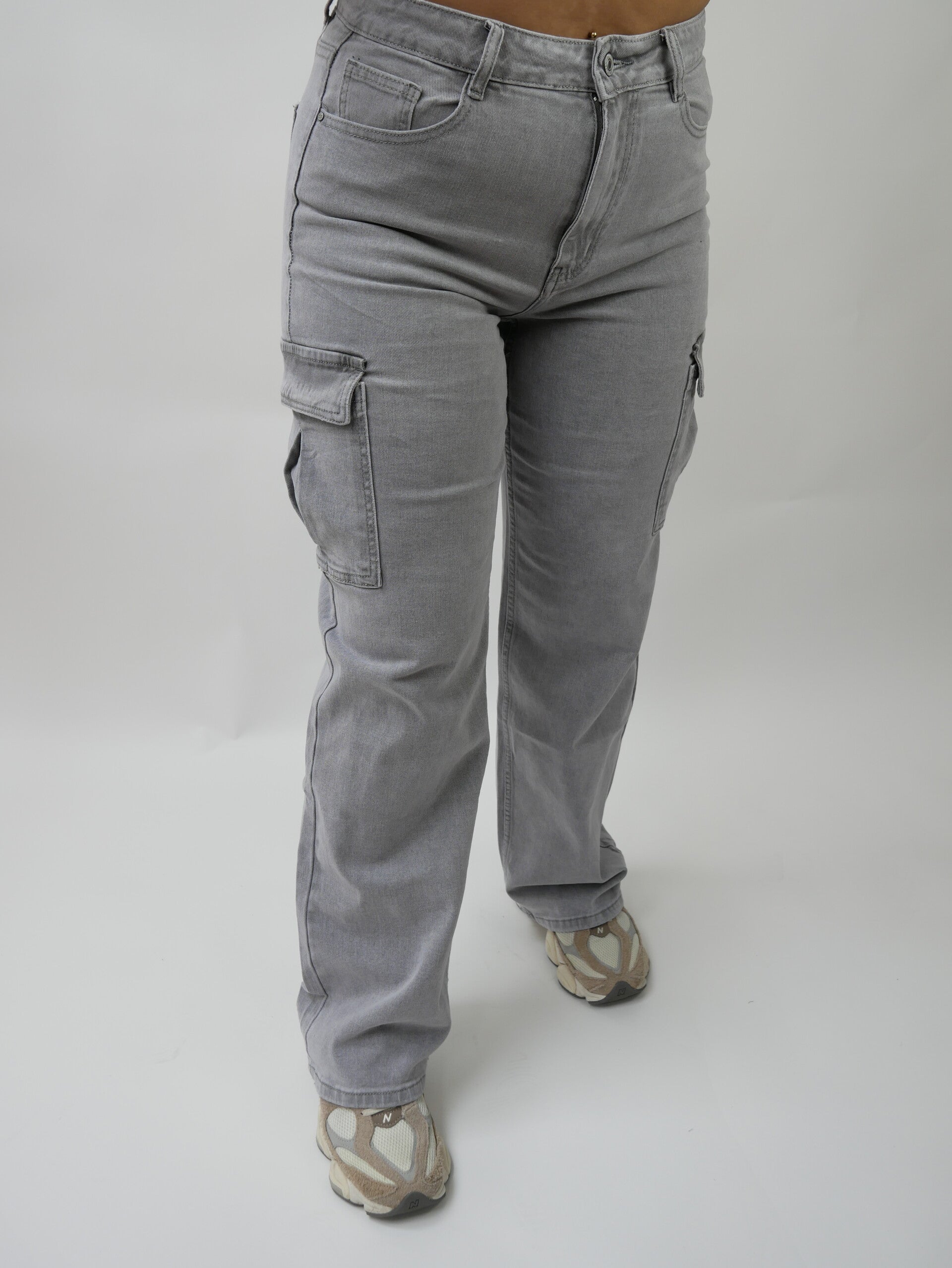 Denim cargo jeans grijs
