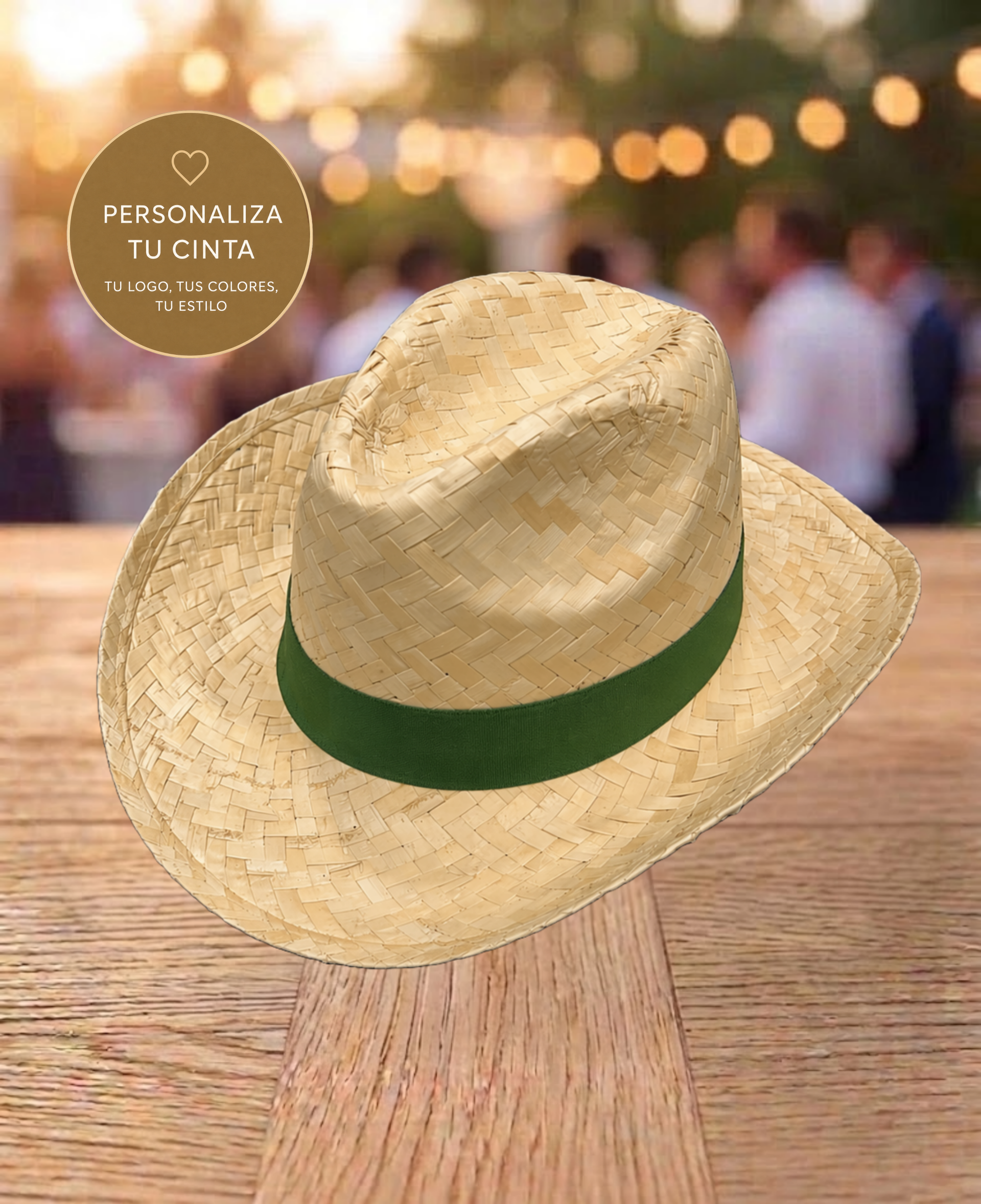 Sombrero de Paja Blanca o Verde Trenzada "WEST" – Personalización Premium