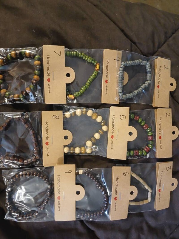 Wood beaded bracelets