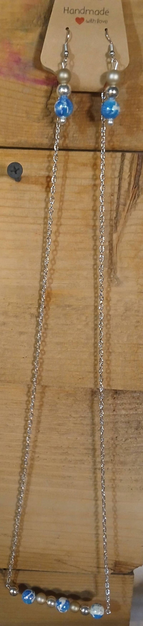 Blue/gold and silver beaded set