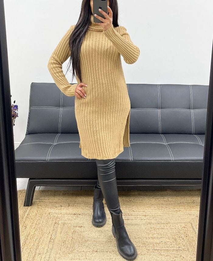 Lange jurk/trui met split