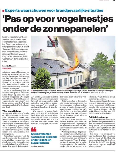 brandgevaar vogelnesten