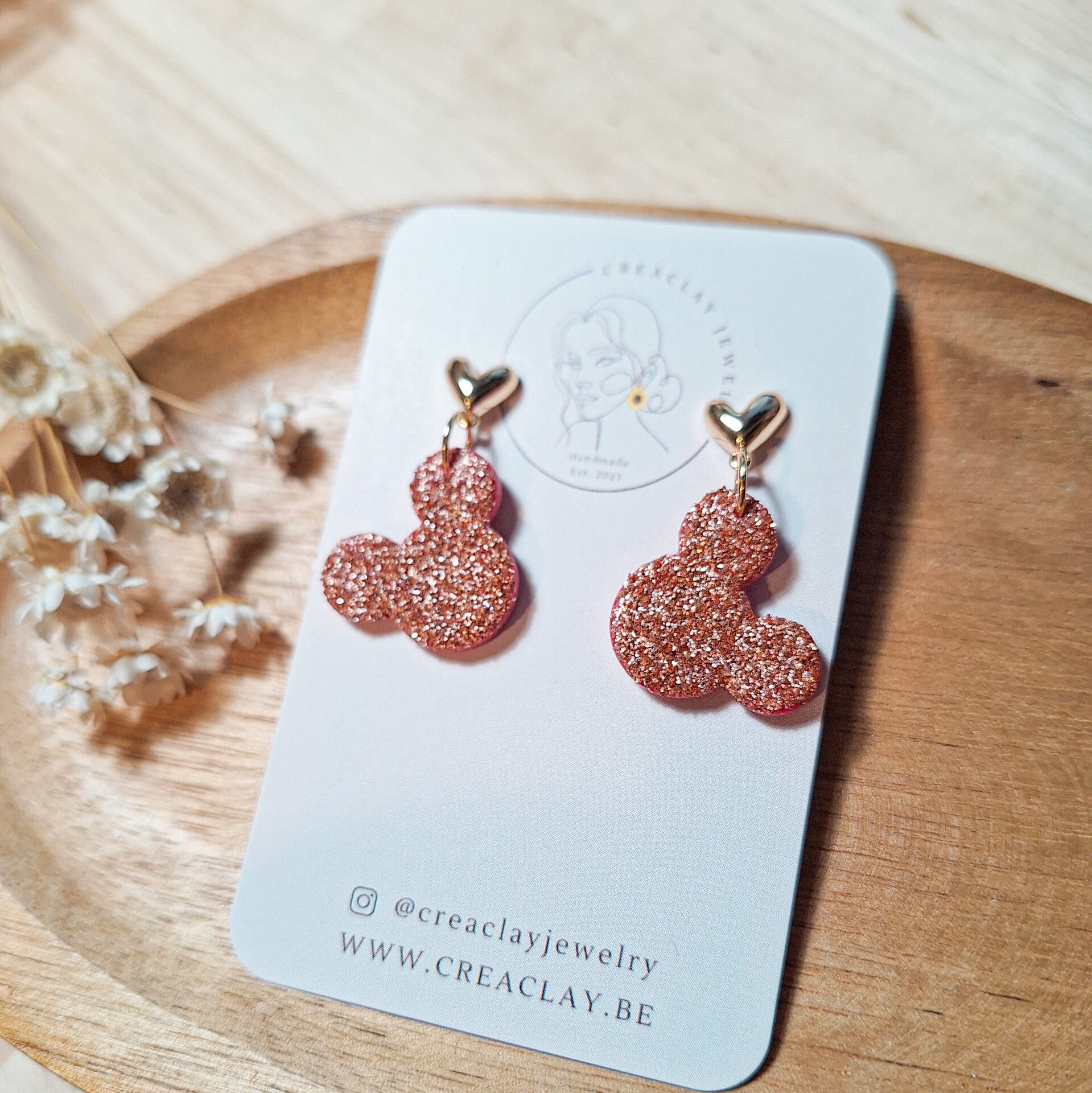 Oorbellen - glitter mickey