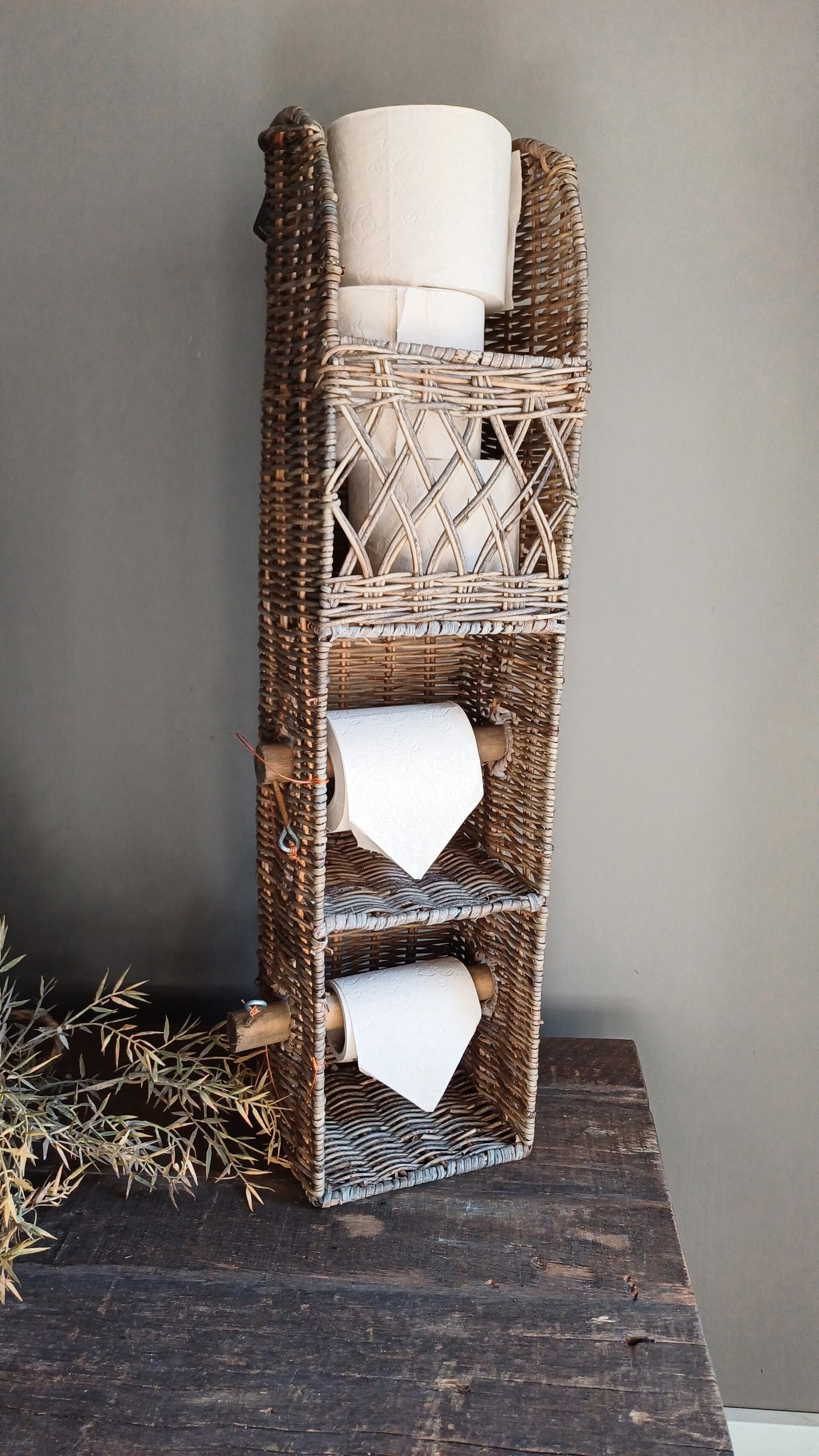 Rieten toiletrolhouder L