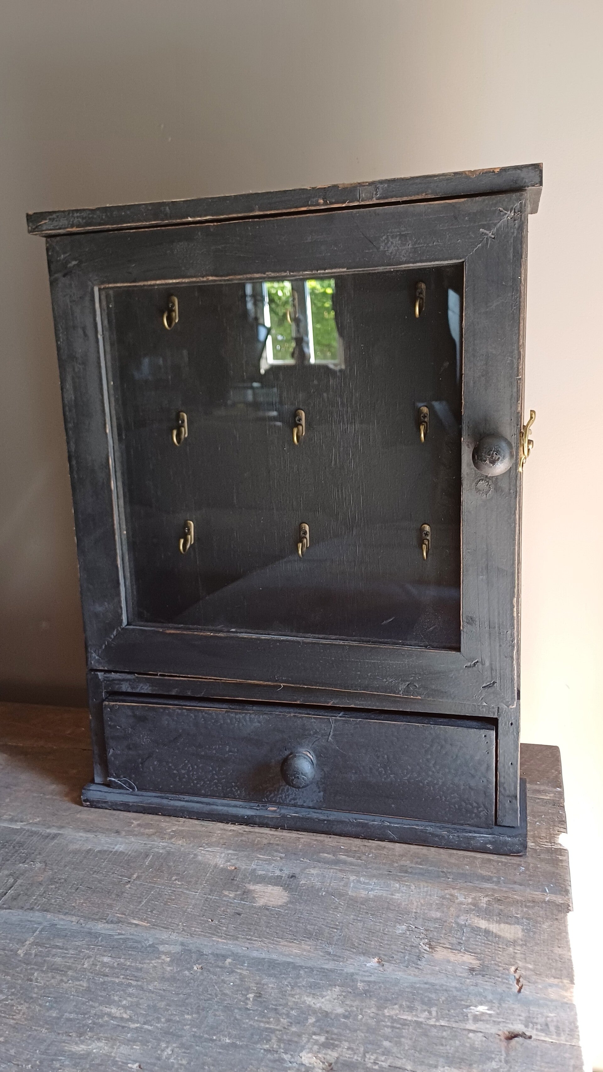 Sleutelkastje 9 haakjes, deur glas