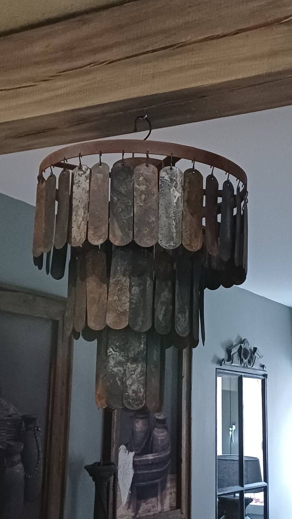 Plafondlamp roest met lamellen
