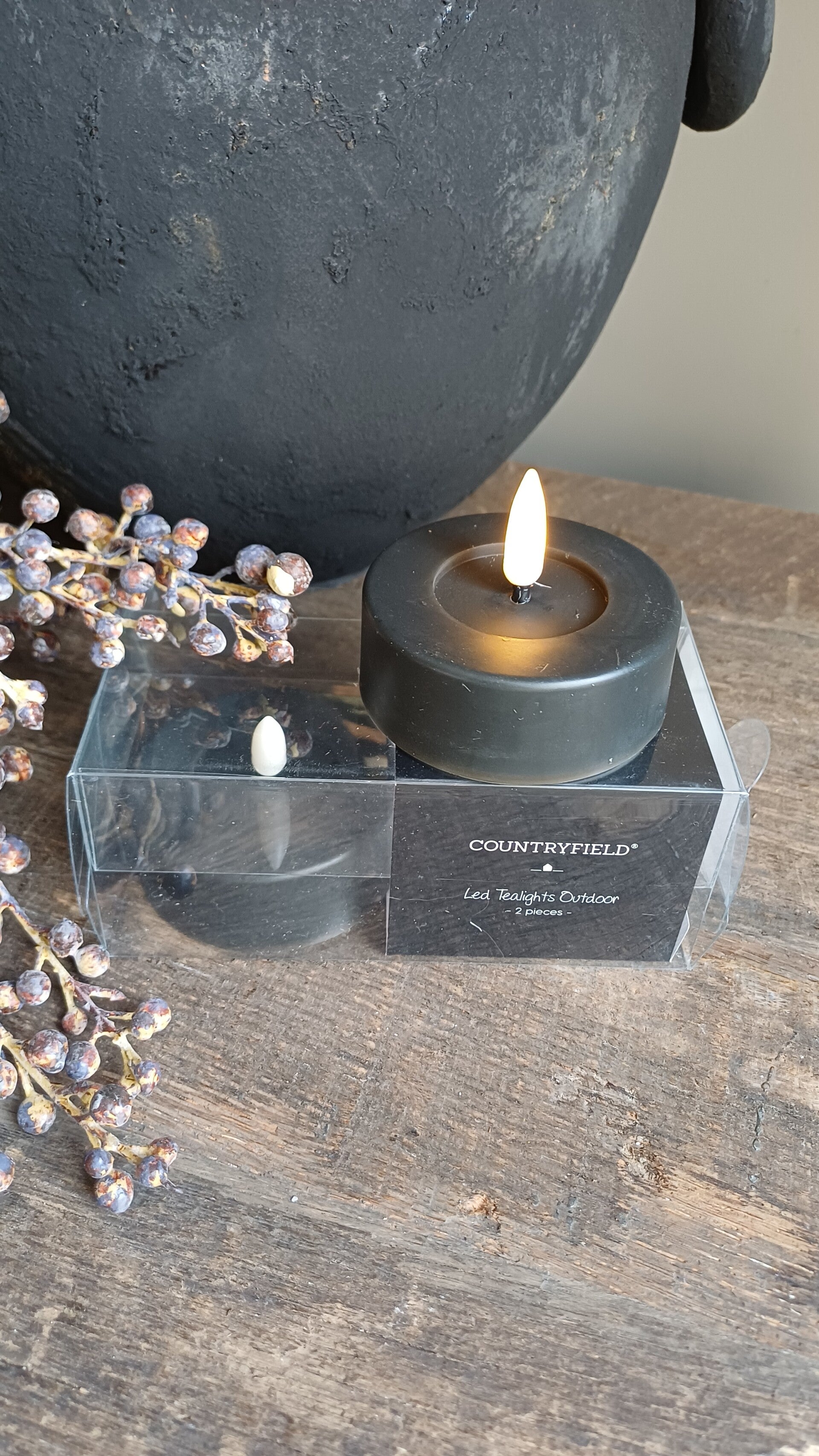 LED Waxine groot zwart (set van 2)