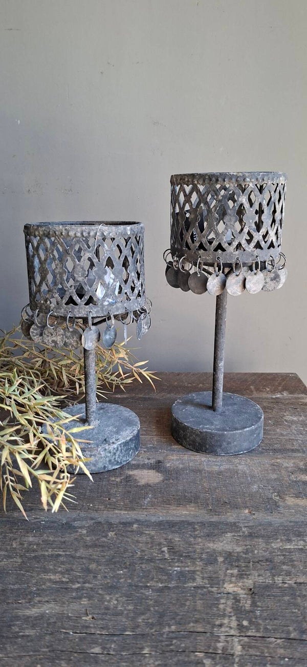 Set kandelaar metaal met muntjes