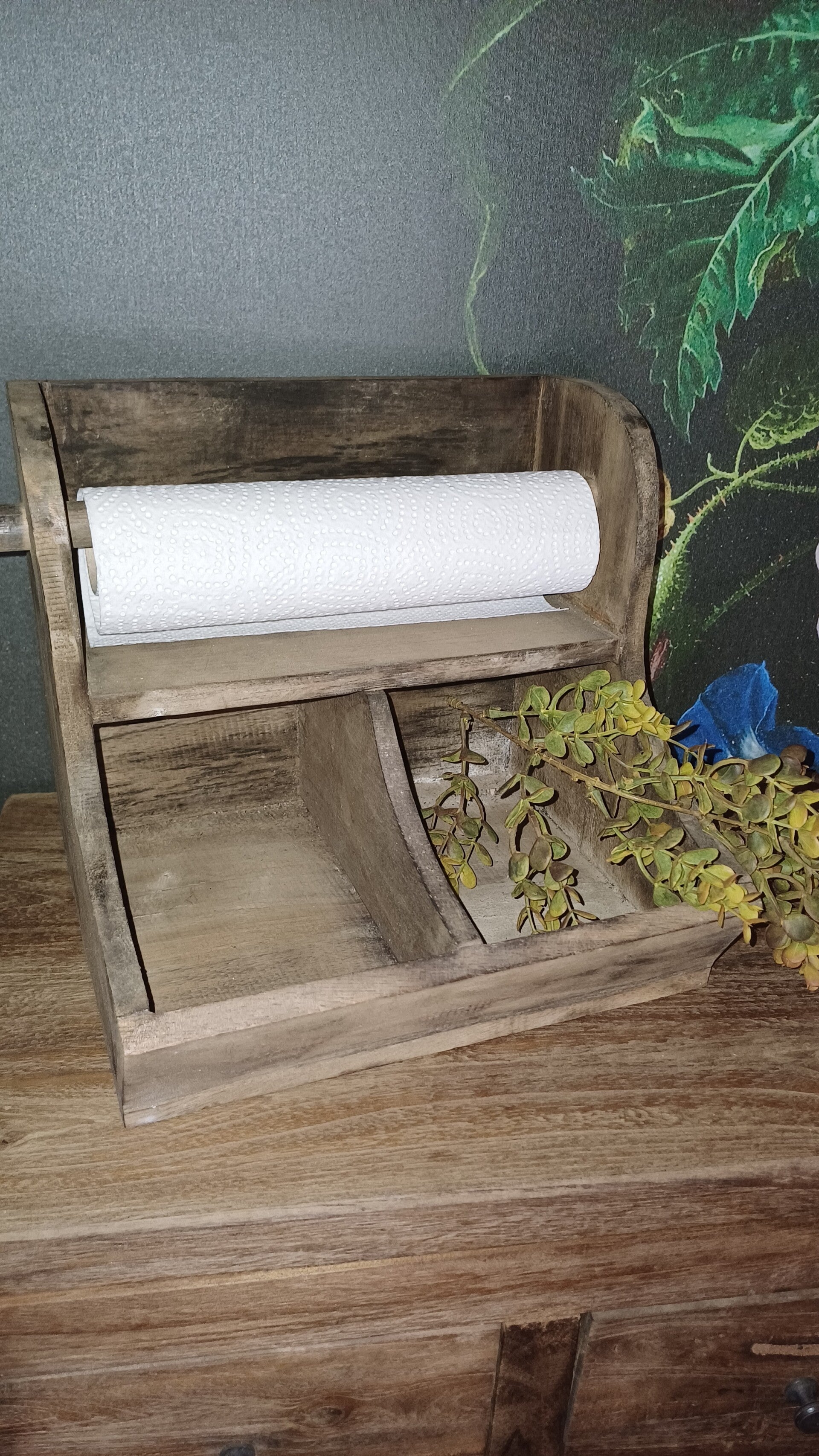 gruttersbakje 2 vaks met keukenrolhouder robuust landelijk hout