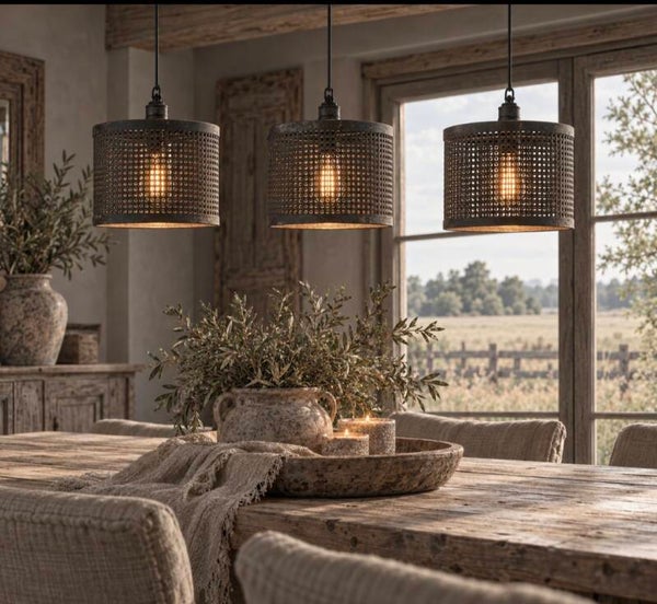 Plafond Hanglamp zwart metaal set van 3
