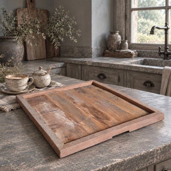 XL Houten vierkanten dienblad 55x55x3cm