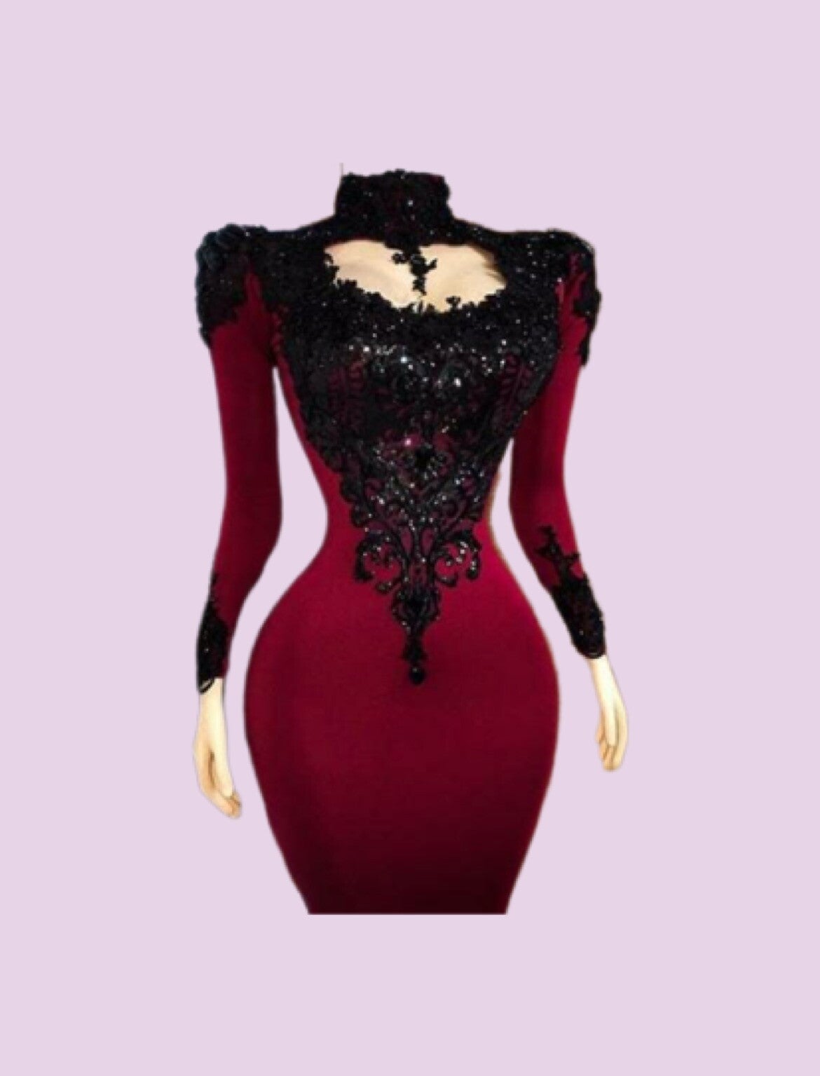 (Vestido largo rojo y negro)