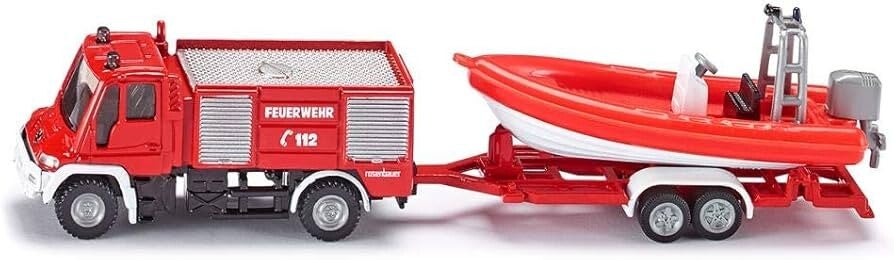 Siku 1636 Unimog brandweer met boot