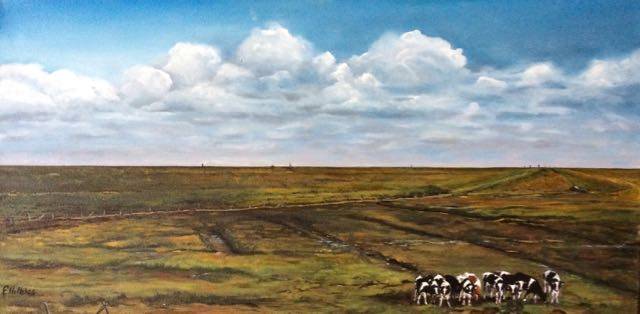 schilderij van Evelien Hullekes ‘levernsstrijd' polder