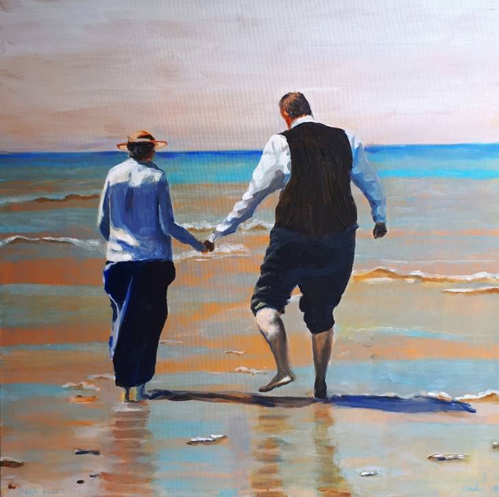 schilderij van Louky Scheltema ‘pootje baden'