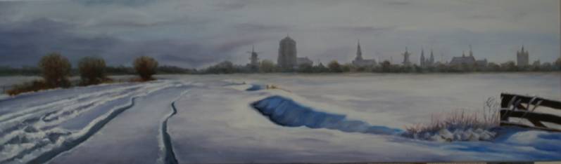 schilderij van Annemarie Verkaart ‘Zierikzee in de sneeuw'