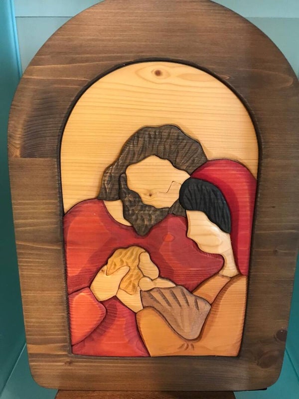 QUADRO S. FAMIGLIA INTARSIO LEGNO