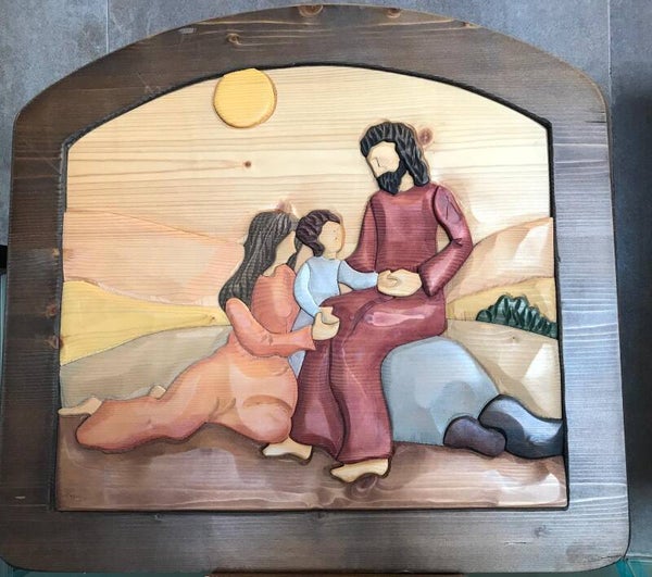 QUADRO S. FAMIGLIA  MODERNA INTARSIO LEGNO