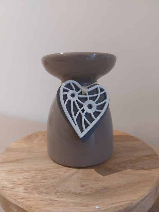 Brander met houten hart - Beige