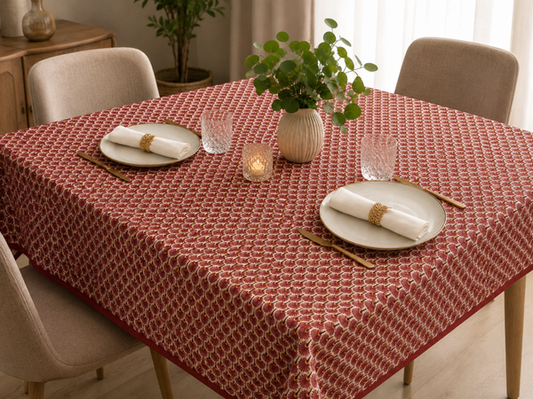 Nappe anti tache éventail rouge rectangulaire 240x148 article neuf