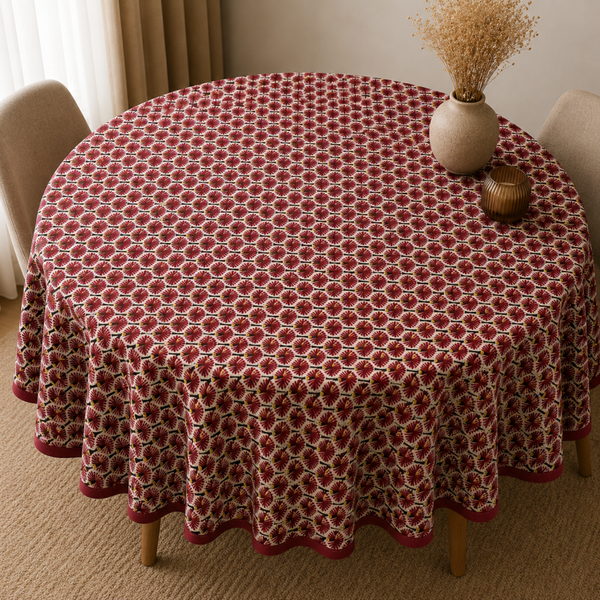 Nappe anti tache ronde diamètre 160 éventail rouge