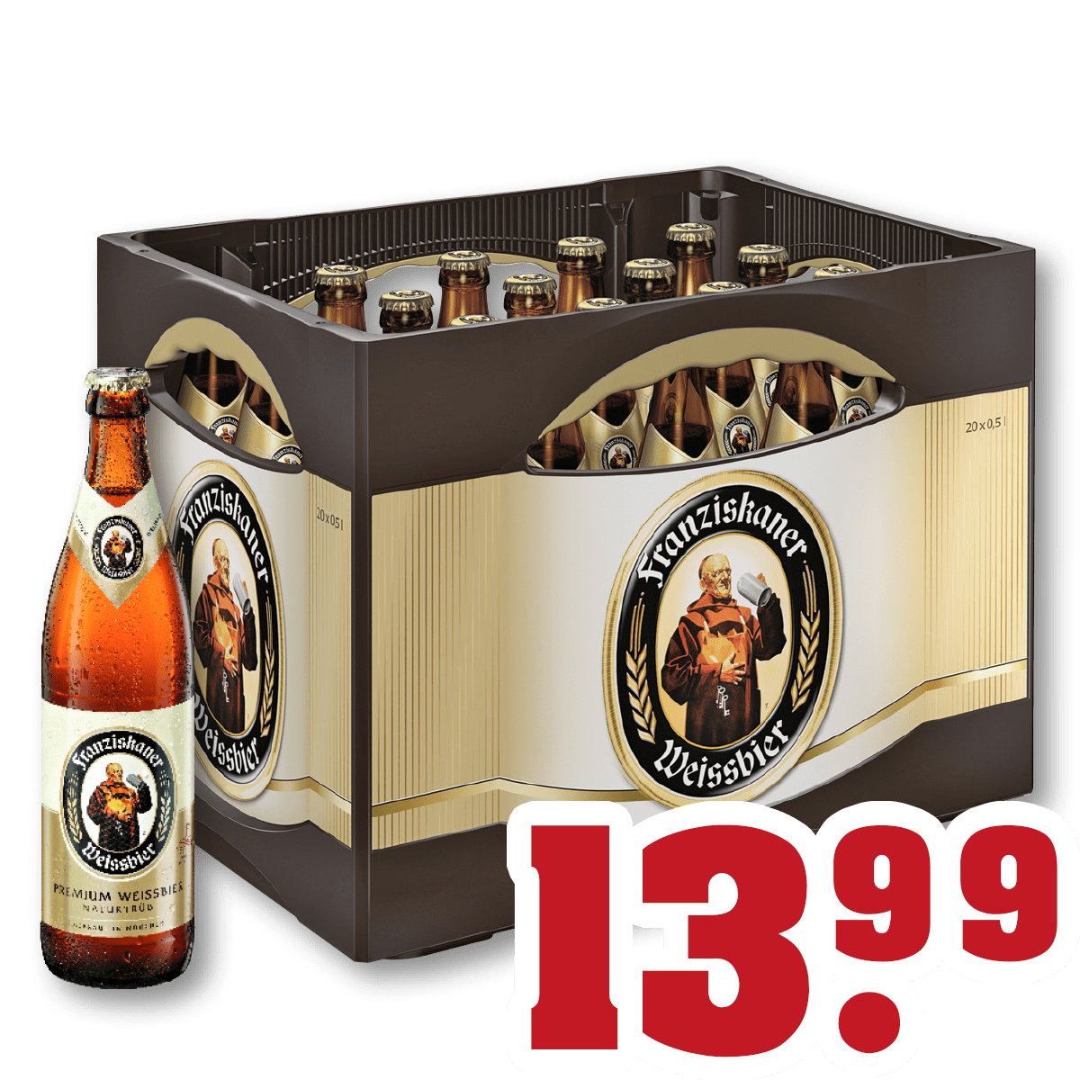 Trinkgut Harmeling - bier - 20  x  0.5l Franziskaner Weissbier - alleen te koop in winkel > 18