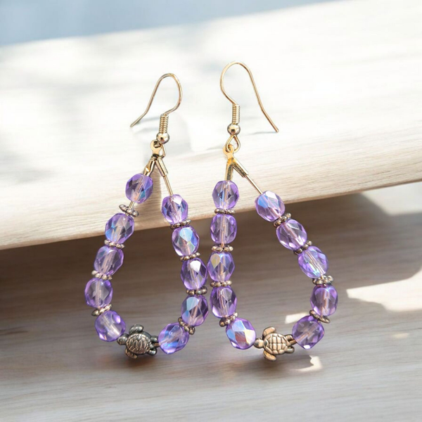 Boucles d'oreilles perle et tortue