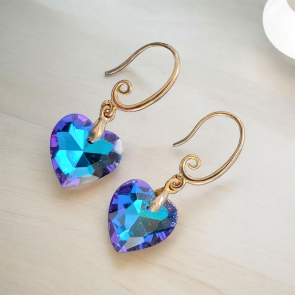 Boucles d'oreilles bleu iridescent