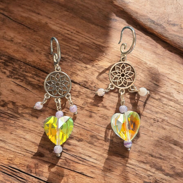 Boucles d'oreilles - Fleur de vie cœur