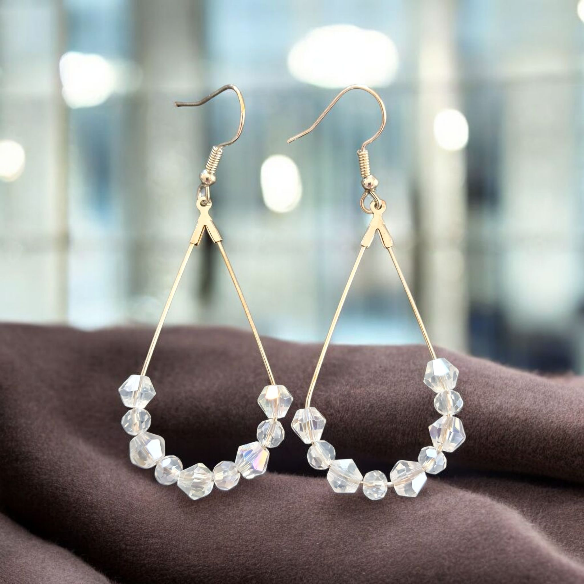 Boucles d'oreilles - Perles transparentes multifacette