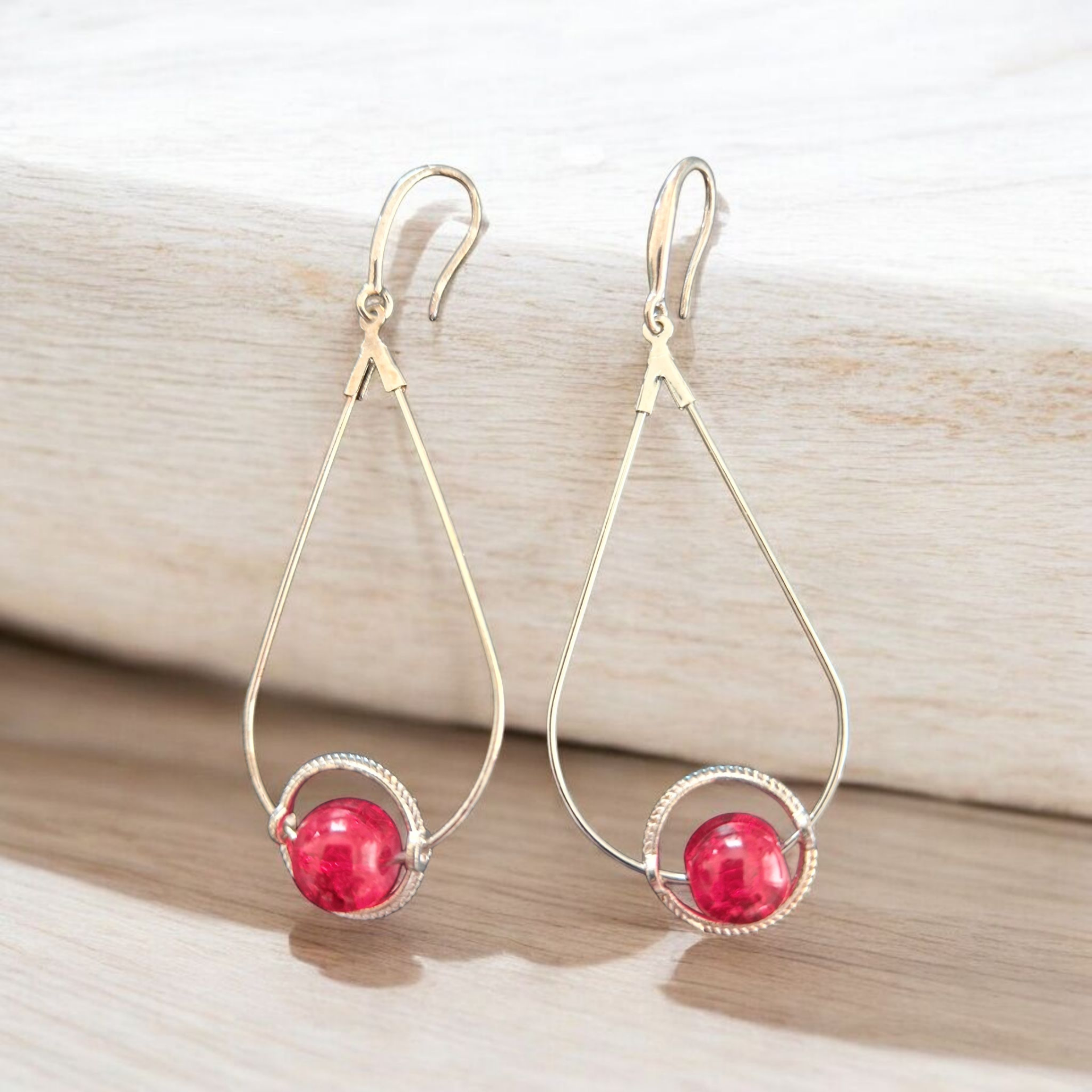 Boucles d'oreilles - Sphère Rouge