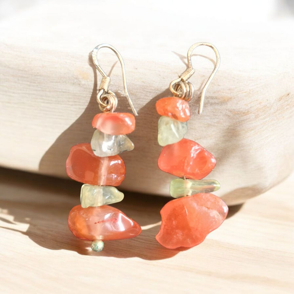 Boucles d'oreilles - Cornaline et Fluorite