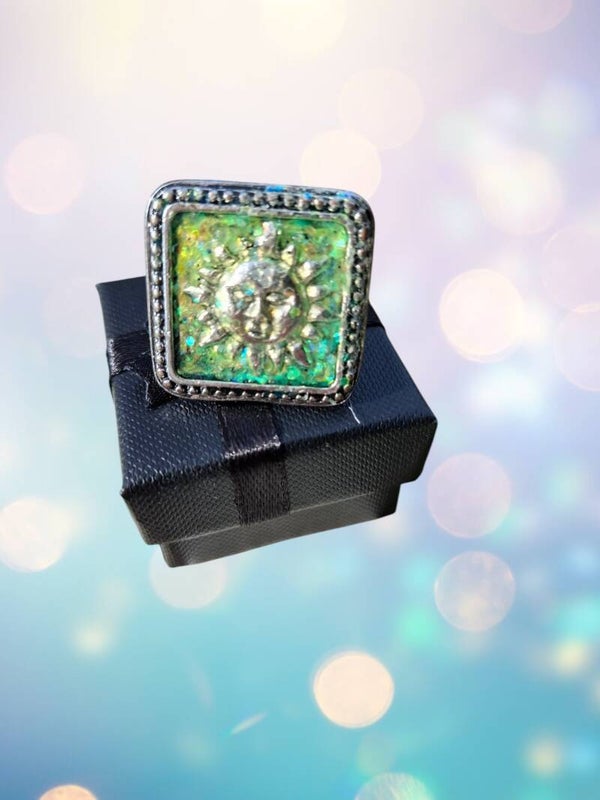 Bague Carrée – Soleil Iridescent